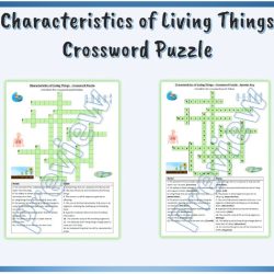 Characteristics of living things crossword puzzle answers